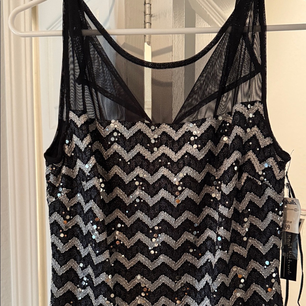 R&M Richards Black and Silver Sequin Dress